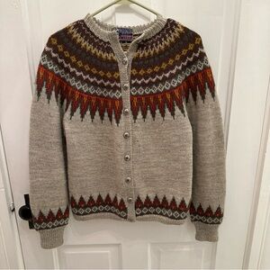 Sundt of Bergen Sweater Womens Handstrikket Norge Wool Cardigan Vintage
